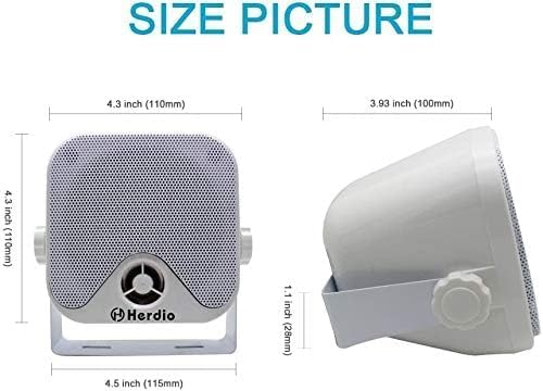 Herdio 4" Heavy Duty Waterproof Boat Marine Box Outdoor Speakers Surface Mounted for Skid Steer ATV UTV RZR Golf Cart (White) - Image 4