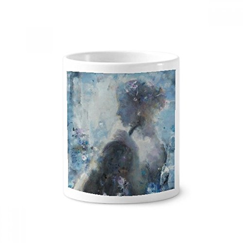 Tasse blanche peinture nocturne pour brosse à dents et stylo de bureau
