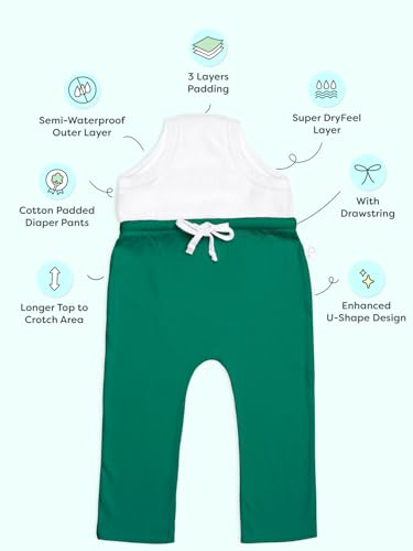 Image of superbottoms Diaper Pants | Cotton Baby Cotton Pants with Attached Padded Underwear | Ideal for Diaper-Free Time, Outings & Potty Training | Unisex | Soft Fit