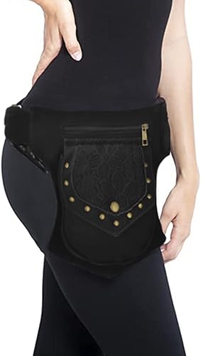 Miniatura 6 de QAZWSXE Riñonera renacentista para mujer, bolsa de muslo para mujer, bolsa de pierna caída para mujer, bolsa de cintura de encaje, cinturón de