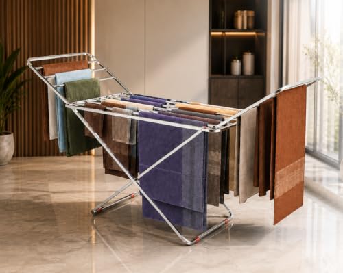 Image of SUNDRY Belly -Big Stainless Steel-Pro Folding Cloth Drying Stand, Drying Rack,Stand for Clothes Heavy Base. (Sliver)