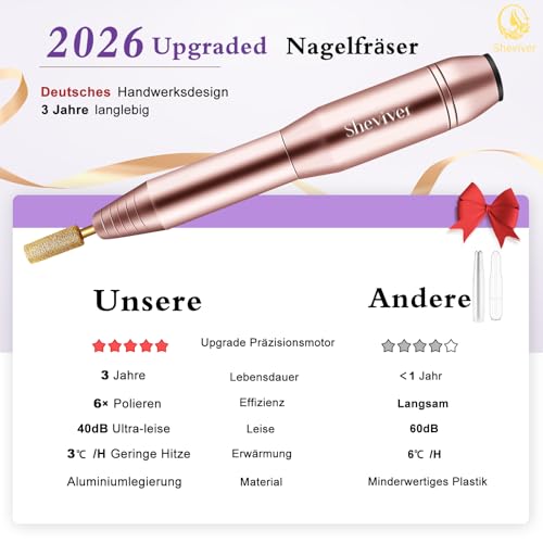 Nagelfräser, Elektrische Nagelfeile für Acryl und Gelnägel, Professionell Nagelfräser, Efile Maniküre und Pediküre Set mit goldenen Nagelfräserbiten für Home Salon Gebrauch