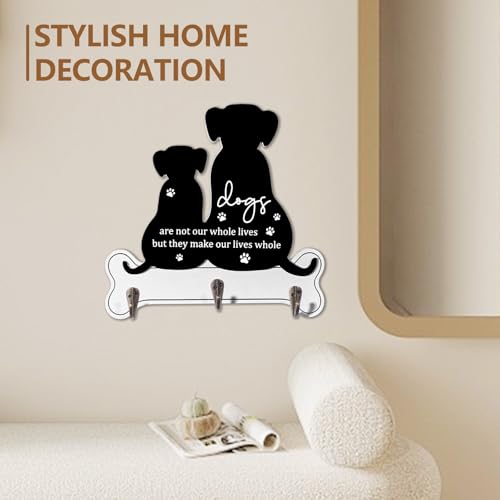 Farmhouse Dog - Themed Wall Hooks - Decorative Leash & Key Holder with Bone Shape and Paw Prints - 3 Sturdy Hooks for Pet Lovers' Entryway Decor (Black,9.25x8.94inch) - Image 6