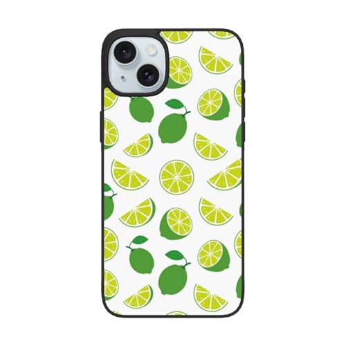 TZTTZT Funda compatible con iPhone 15, bonita funda de teléfono con hojas verdes y limas, compatible con iPhone 15, protección completa de la cámara, protección a prueba de golpes