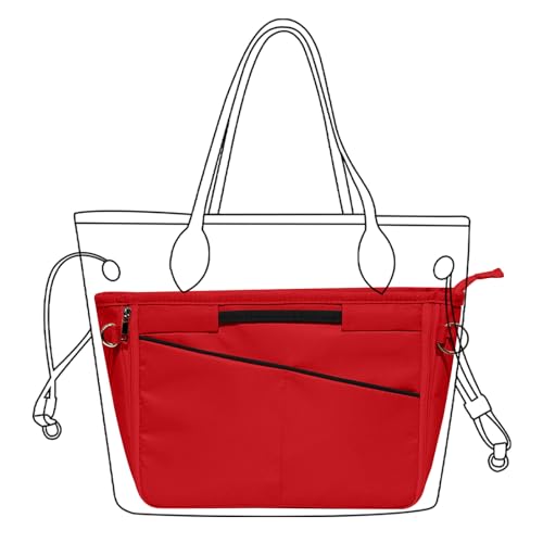 Lckaey Organizador de bolsa de nylon para bolsa Neverfull Organizador de bolsa para bolsa Longchamp e Goyard 3096Red-M