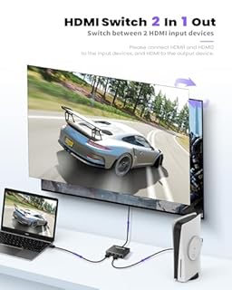NEWCARE HDMI Switch 4K@120Hz, Aluminum HDMI 2.1 Switch 2 in 1 Out with Type-C charging cable, Bi-Directional HDMI Splitter Supports 8K@60Hz HDR10+ 3D Dolby VRR HDCP2.3 for TV PS5 Xbox Laptop Projector