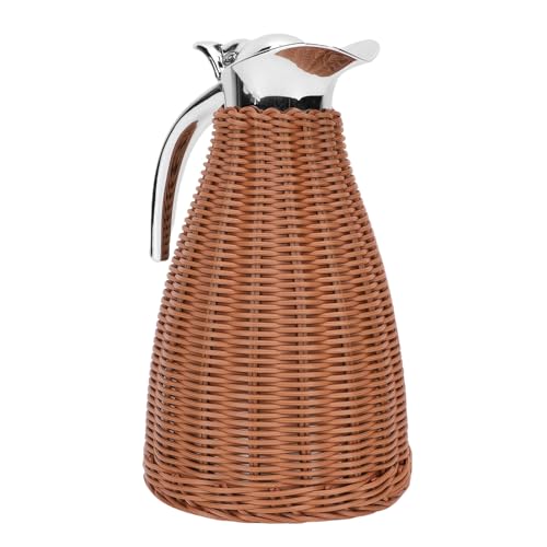 Ausla Stainless Steel Insulated Coffee Carafe, Handwoven Rattan Exterior, 1.5L Thermal Jug for Hot and Cold Drinks (Coffee)