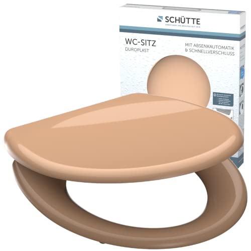SCHÜTTE WC-Sitz Duroplast BEIGE Toilettensitz mit Absenkautomatik und Schnellverschluss für die einfache Reinigung maximale Belastung der Klobrille 150 kg Beige 82305