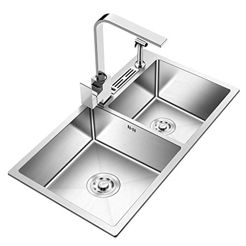 SaryEdge Lavavajillas doméstico de Gran Capacidad de Acero Inoxidable con Cuenco Doble Grueso Reversible Empotrado(Plata-75 * 41 * 20,5cm