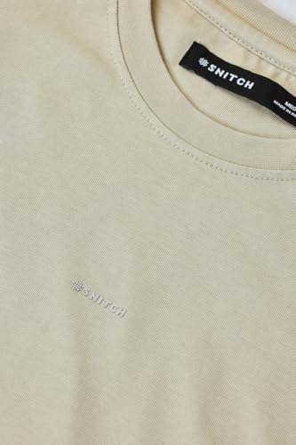 Image of SNITCH Men Oversized Fit T-Shirt | Premium 100% Cotton Breathable Fabric & Smooth Texture | Minimalist Casual Wear T-Shirt with Drop Shoulder & Half Sleeves for Daily Use