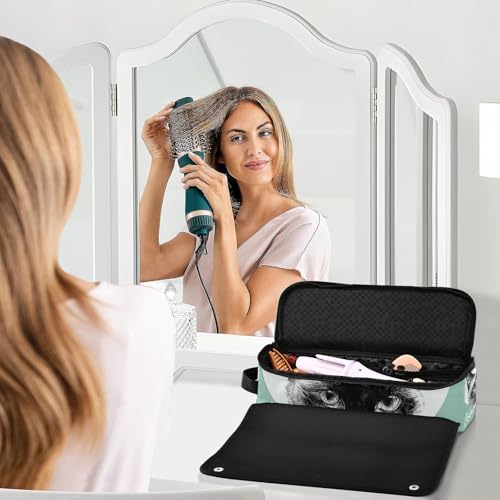 Bolsa de Viaje para Herramientas de Cabello con Tapete Resistente al Calor Impermeable y Organizador para Plancha, Rizador y Accesorios de Cuidado Capilar, Diseño Gato Siamés para Mujeres miniatura 6