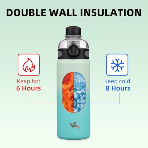 Image of Konokyo 24 oz Insulated Stainless Steel Water Bottle with Straw Lid