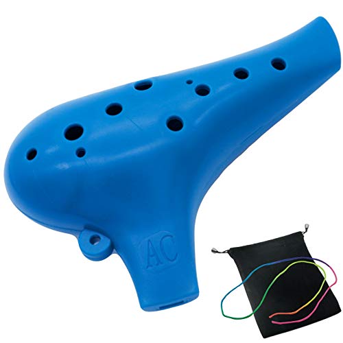 Aestivate Plastic Ocarina Instrument 12 Hole Ocarina Alto C 12-Hole Easy Instrument (Blue)