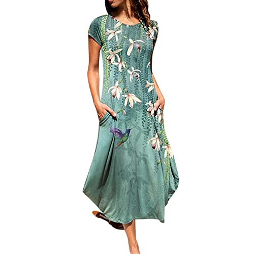 Cute Beach Dresses For Women Maxi Dress For Women Summer Short Db Moon Women Summer Casual Short Sleeve Dress Green #TOP19