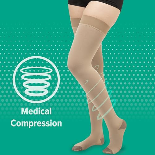 Image of Juzo 2061 20-30mmhg Silver Open Toe Graduated Compression Thigh Highs ,Silver ,1 (I) Regular