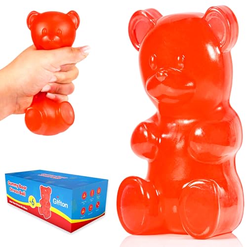 Gifton - Gummy Bear DNA Stress Relief Ball - Novelty Squeeze Sensory Fidget Toy for Anxiety Physio Therapy - Gift for Kids Boy Girl Birthday Present for Adults Men Women - Christmas Stocking Filler