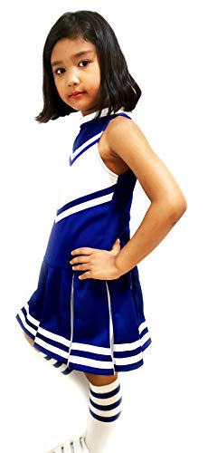 Total 2550 Little Girls' Children Kids Dress Cheerleader Cheerleading Sport School Uniform Costume Blue/White (S / 2-5) #TOP2