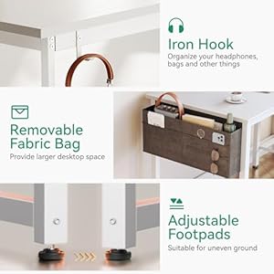 Casaottima 32-Inch Small Computer Desk with 4 Fabric Drawers — Home Office Desks with Storage, Writing Desk with Side Hook and Cloth Bag, Kids Desk Study/Work Table for Bedroom and Small Space, White Casaottima 32 Inch Small Computer Desk with 4 Fabric Drawers–Home Office Desks with Storage Writing Desk with Side Hook and Cloth Bag Kids Desk StudyWork Table for Bedroom and Small Space White