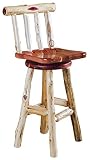 Red Cedar Log - Counter Height Swivel Barstool with Wood Back