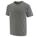 CAT Men's Label Pocket Short Sleeve T-Shirt, Dark Heather Grey, X-Large
