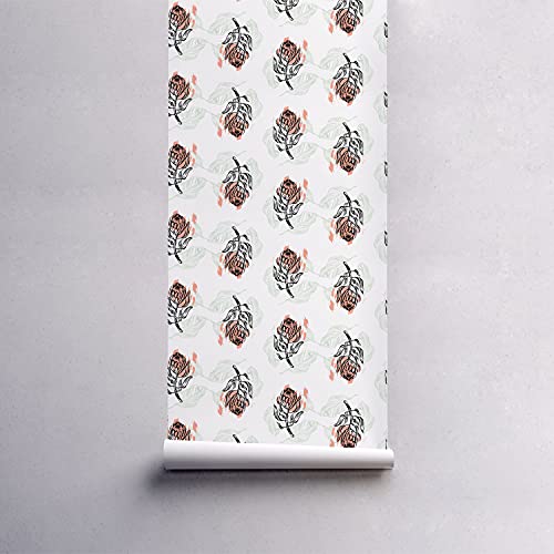 Papier peint intissé fleurs rose pour masquer imperfections mur et meuble