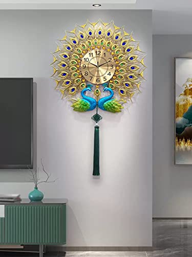 Horloge murale paon anti-bruit pour supprimer le tic-tac du salon