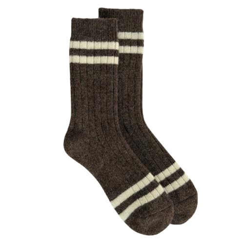 Image of 92% Merino Wool Socks Rib-Knit Home Natural, Made in Mongolia