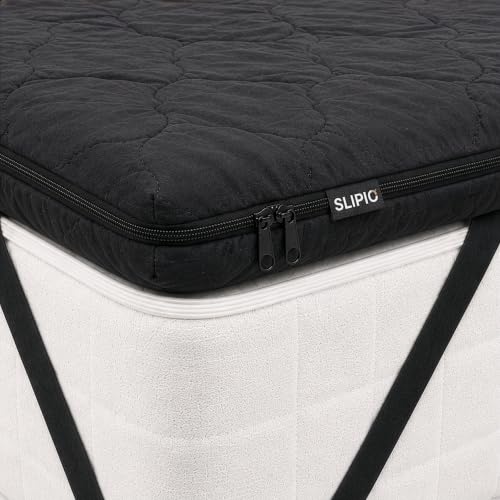 SLIPIO Matratzentopper 120x190 cm Schwarz | 5 cm Höhe | Ergo+ orthopädischer Komfortschaum | Waschbar & Hypoallergen | Mattress Topper 120x190