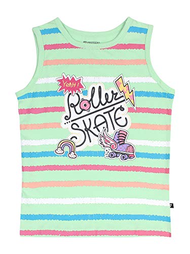 Image of Proteens Girls Green Printed Round Neck T-Shirts