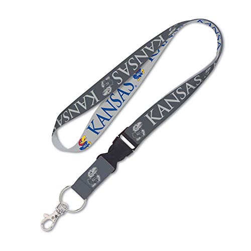 WinCraft NCAA University of Kansas Jayhawks 1'' Charcoal Lanyard with Detachable Buckle