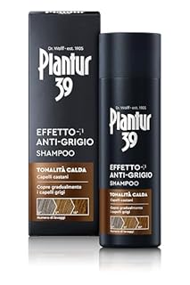 Plantur 39 Effetto Anti-Grigio Shampoo Tonalità Calda - 1 x 200 ml - Shampoo colorante per capelli da castani a scuri - Copre gradualmente i capelli grigi - Aiuta a prevenire al caduta ereditaria