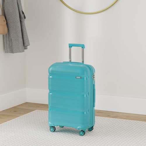 Image of Kono Luggage Set Hard Shell Travel Trolley with 4 Spinner Wheels TSA Combination Lock Lightweight Polypropylene Suitcase, Turquoise, 20 inch /24 inch /28 inch, Luggage Set