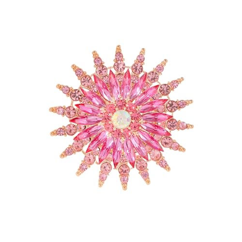 Image of Large Crystal Flower Brooch Pin for Women Red purple pink green Rhinestone Flower Lapel Pin Wedding Party Birthday Dance Banquet Dress Suit Ceremony Clothes Hat Bag Accessories Jewelry
