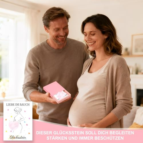 Snyvpra Glücksstein Geschenke Für Schwangere – Rosa Kristall Herz Mit Karte & Geschenkbox, Glücksbringer Für Werdende Mütter, Schwangerschaft Verkünden, Muttertag, Schwangerschaft Geschenk