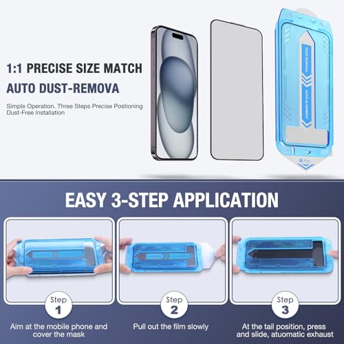 Image of 2-Pack Matte Screen Protector for iPhone 17 Pro 6.3-inch,9H Tempered Glass, Full Coverage, Anti-Fingerprint, Auto Dust-Elimination, No Bubble, Easy Installation