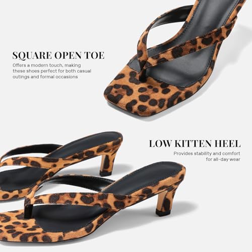 Uacllcau Kitten Heels Sandals for Women Square Open Toe Flip Flops Strappy Heels for Women Sandals Slides4