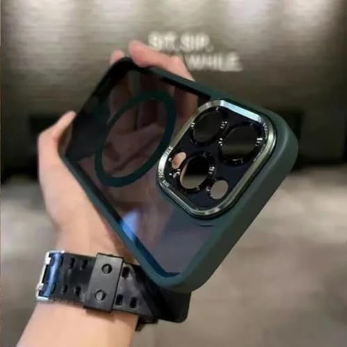 Étui magnétique en métal iPhone 17 Pro vert foncé pour vie active et voyage