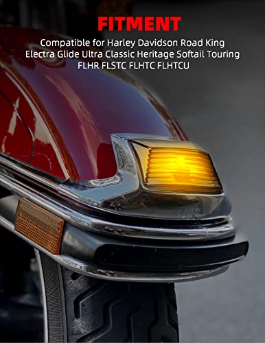 Amazicha Smoked Front Rear Led Fender Tips Lights Mud Guards Covers Lens Compatible For Harley Davidson Electra Glide Road King Heritage Softail #TOP6