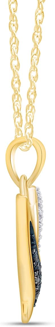 THE JEWEL ZONE Round Cut Blue & White Natural Diamond Heart Pendant Necklace In 14k Gold Over Sterling Silver, 18" Chain