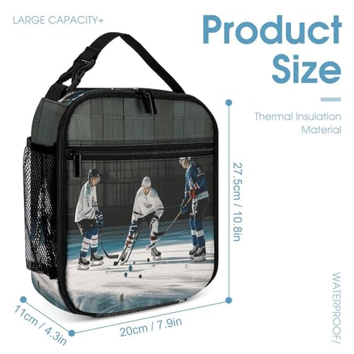 3Pcs Backpack Sets Ice Hockey Print Travel Daypack 3 in 1 Lightweight Backpack Set with Lunch Bag And Cosmetic Bag4