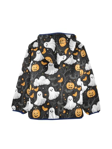 Ghosts Pumpkins Cartoon Girls Fleece Jacket Girls Fall Jacket Boys Coats Zip Up Hoodie Children Outerwear 2-10T2