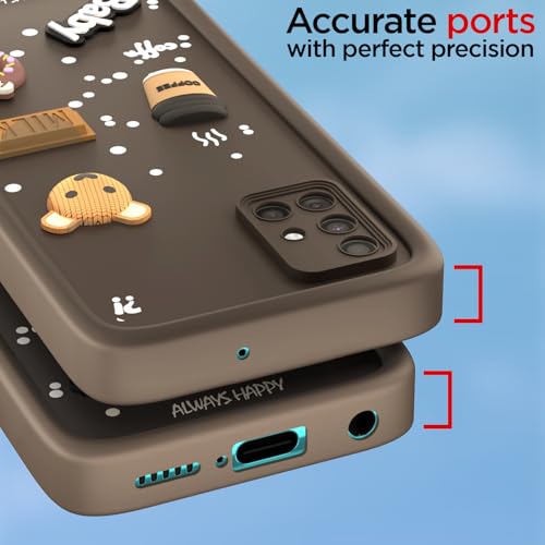 Image of Pikkme Back Cover for Samsung Galaxy A51 | 3D Cartoon Silicone Case Cute & Fun Full Protective Bumper Cover (Brown)