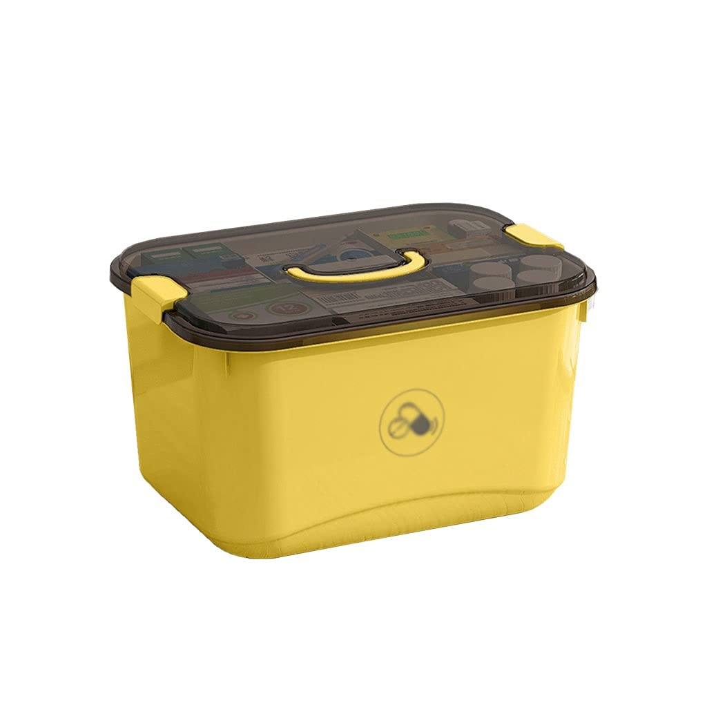 Apteczka pierwszej pomocy, Apteczka Plastikowa apteczka Pudełko do przechowywania leków(Yellow,S)