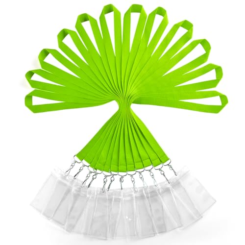 WEZEBEL Cordino con porta carte, resistente arcobaleno per collo con supporti impermeabili trasparenti alla rinfusa (verde mela, confezione da 12)