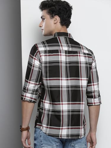 Image of The Indian Garage Co Men Slim Fit Checkered Full Sleeves Spread Collar Casual Shirt