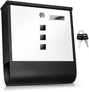 TÄGA TG-2216 Design Letter Post Box with newspaper holder + Surface: matt, rough + Stainless + Lockable (2 keys included) + Easy installation (mounting material included) + Colour: anthracite-white