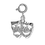 Jewels Obsession 14K White Gold Drama Mask, Laugh Now, Cry Later Pendant