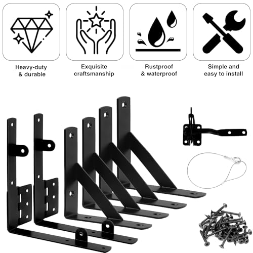 Image of Anti Sag Gate Frame Kit Heavy Duty Gate Corner Brace Bracket with a Self-Locking Gate Latch Gate Kits for Wooden Fence Garden Wooden Driveway Gates Shed Doors Corral Gates 2 Sets