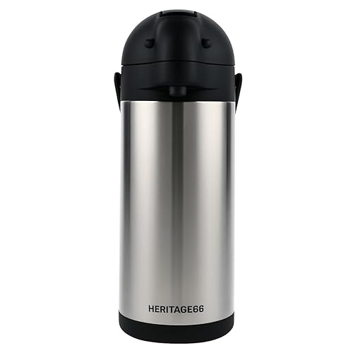 Heritage66 3L Airpot Coffee Dispenser, Stainless Steel Triple-Wall Vacuum Insulated