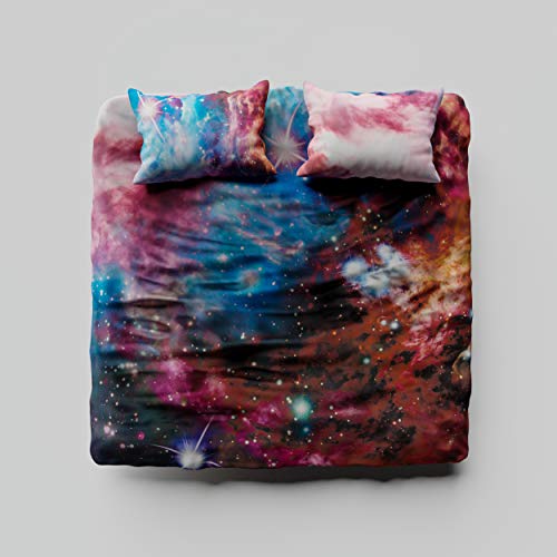 Housse de couette Galaxie en 3D pour lit simple, double ou très grand, Microfibre, Nebula 4, Taille simple Cover